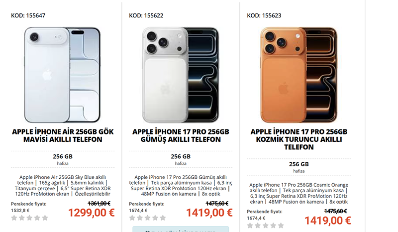 Karadag iphone 17 fiyatlari